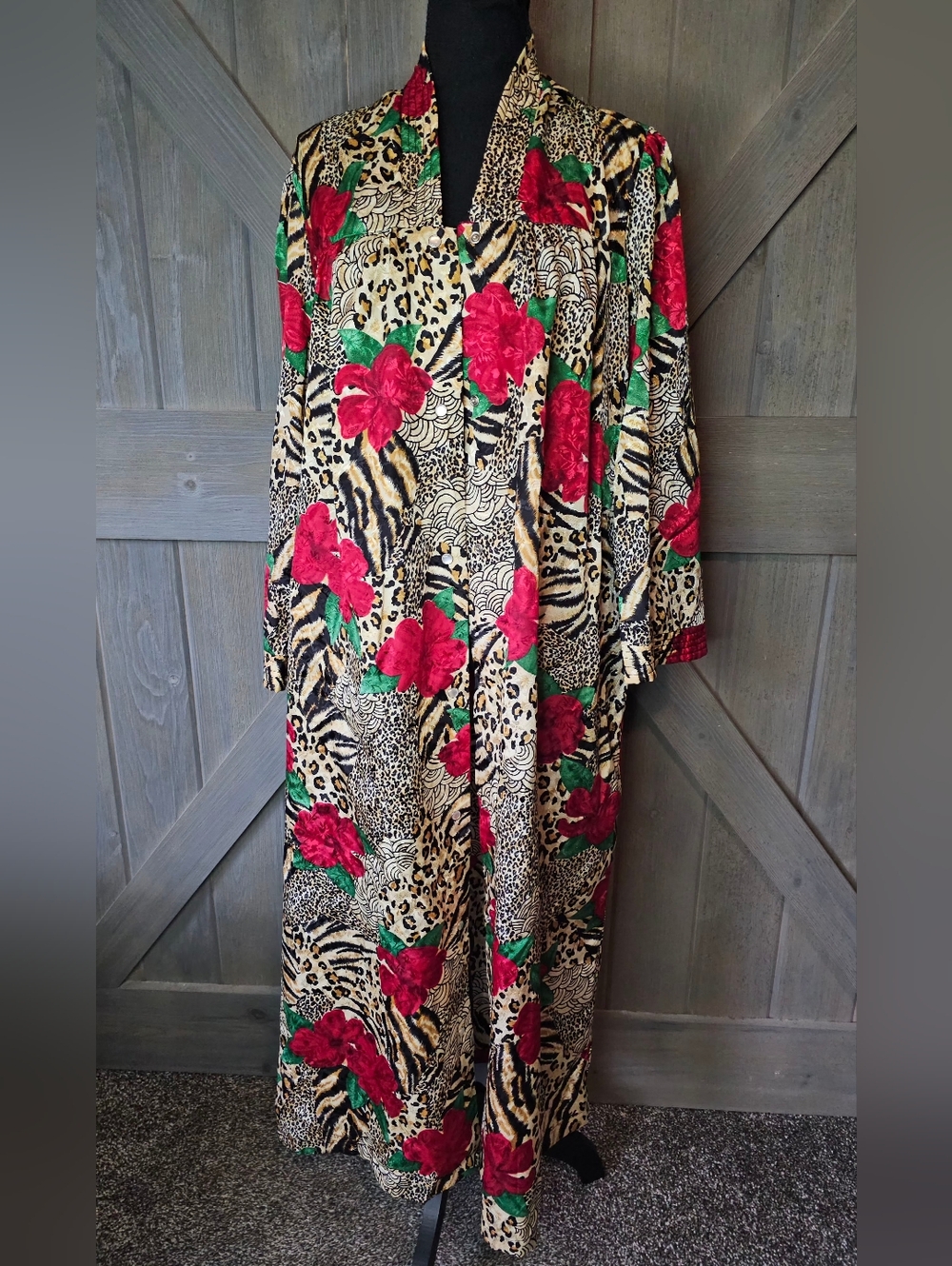 Vintage Simply Basic Floral Animal Print Nightgown sz Large